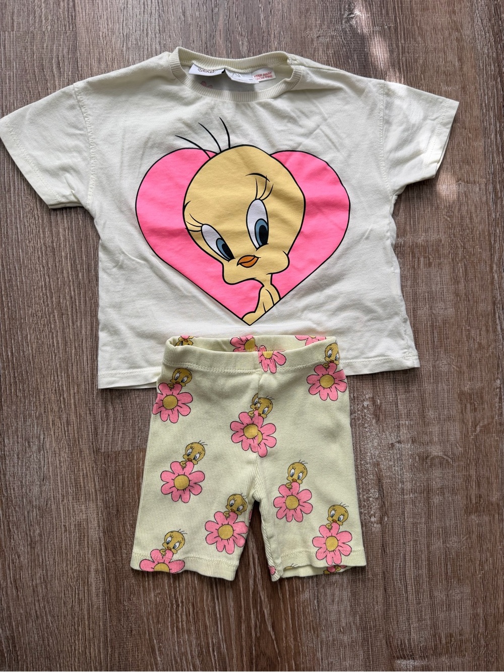 ZARA Tweety Heart Graphic Matching Set - Pink Kids Bottom & Top 3T